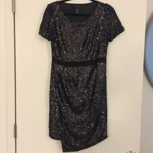 Sequin Faux-Wrap Dress